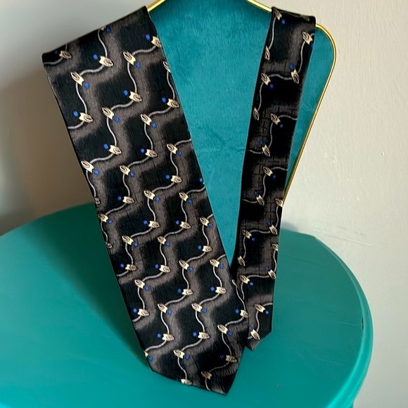 Matrix by Format Men’s Vintage Silk Necktie Black Gray Abstract Print - Picture 5 of 5